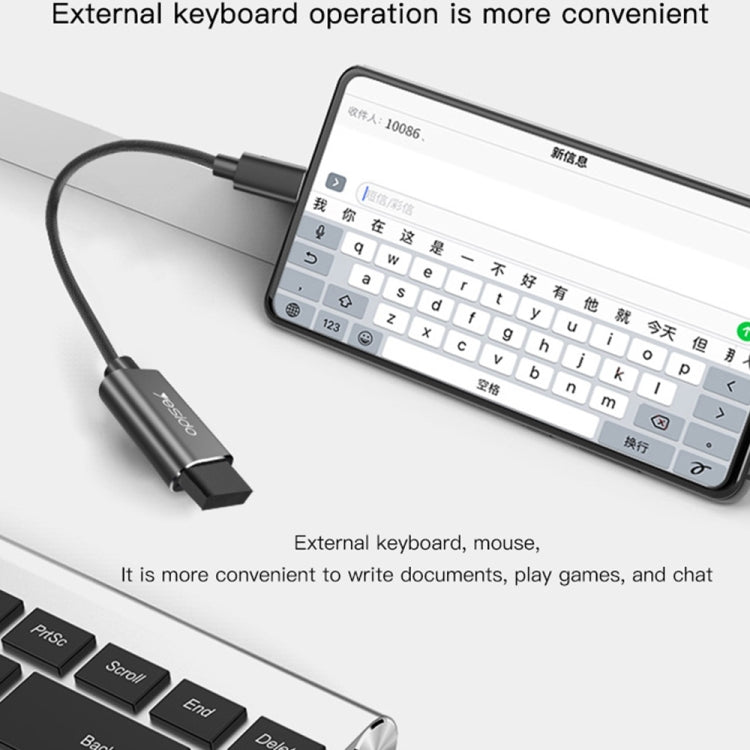 Yesido GS01 Type-C to USB 2.0 OTG Data Converter Cable(Black)