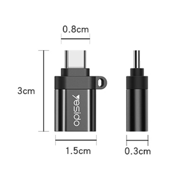 Yesido GS06 Type-C to USB 3.0 OTG Mini Connector Adapter with Keychain(Black)