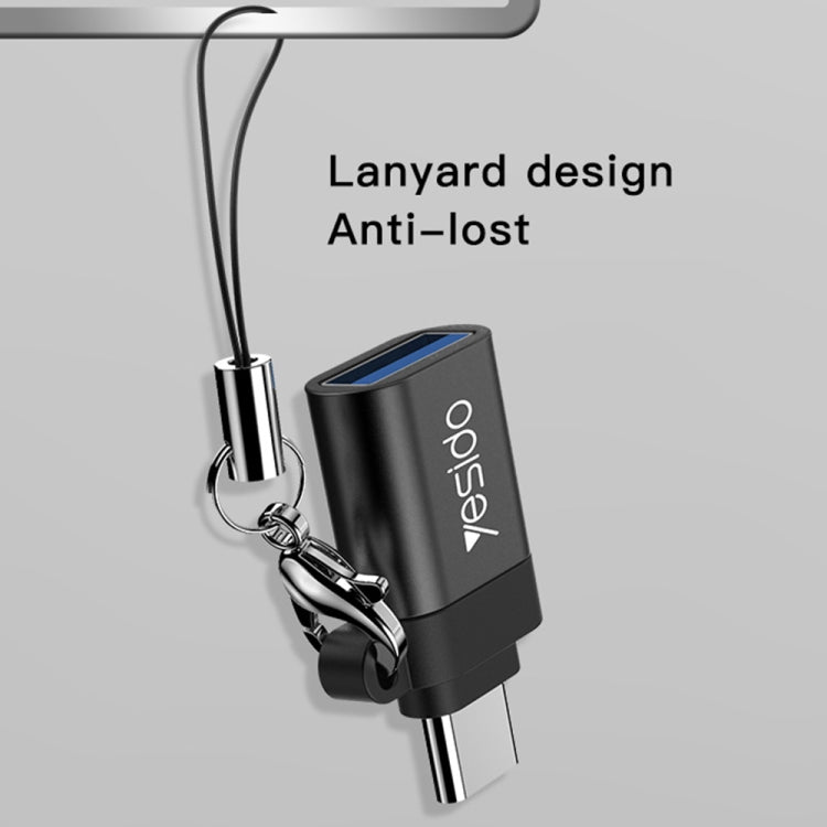 Yesido GS06 Type-C to USB 3.0 OTG Mini Connector Adapter with Keychain(Black)