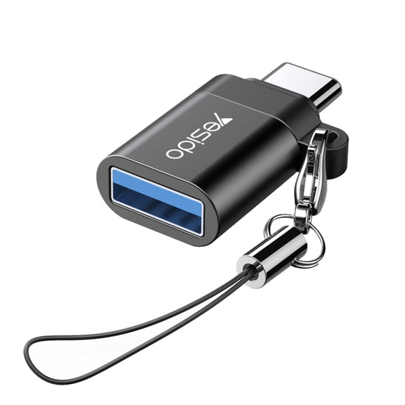 Yesido GS06 Type-C to USB 3.0 OTG Mini Connector Adapter with Keychain(Black)