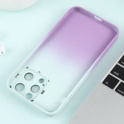 For iPhone 14 Plus Gradient Starry Silicone Phone Case with Lens Film(White Purple)