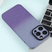 For iPhone 14 Pro Max Gradient Starry Silicone Phone Case with Lens Film(Grey Purple)