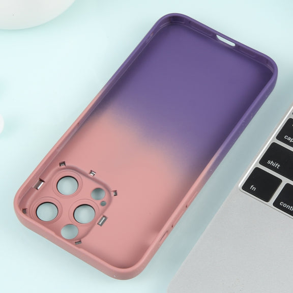 For iPhone 13 Gradient Starry Silicone Phone Case with Lens Film(Pink Purple)