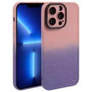 For iPhone 13 Pro Max Gradient Starry Silicone Phone Case with Lens Film(Pink Purple)