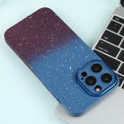 For iPhone 12 Pro Max Gradient Starry Silicone Phone Case with Lens Film(Blue Red)