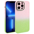 For iPhone 13 Pro Gradient Starry Silicone Phone Case with Lens Film(Pink Green) - free shipping - PMC TechLife - Order now!