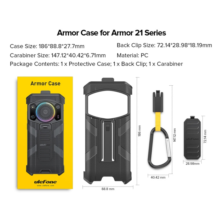 For Ulefone Armor 21 Ulefone Back Clip Phone Case with Carabiner(Black)