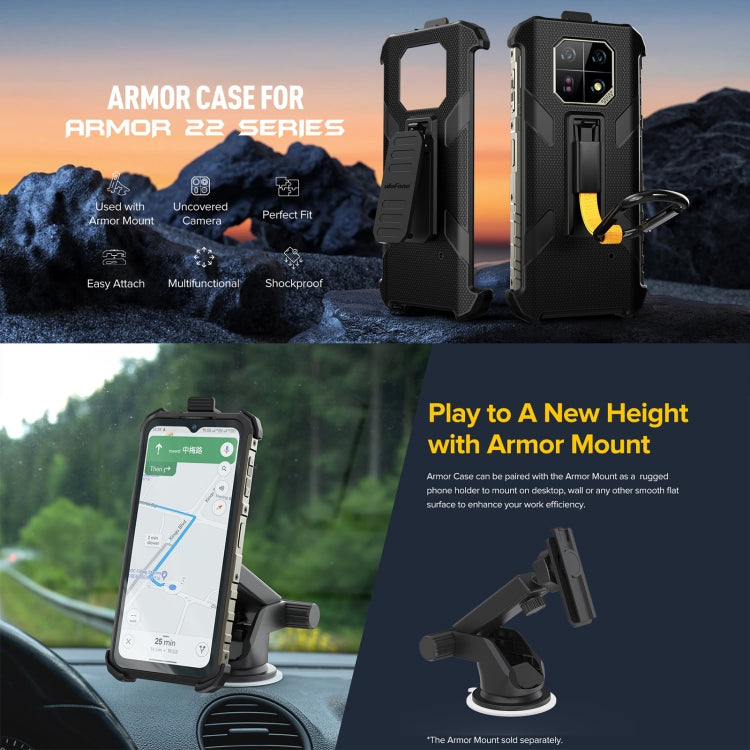 For Ulefone Armor 22 Ulefone Back Clip Phone Case with Carabiner(Black)