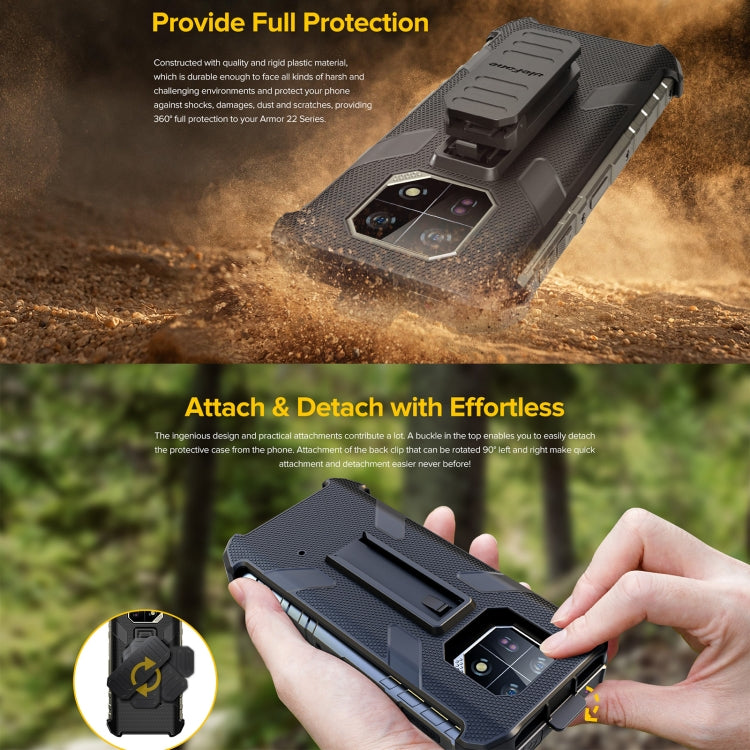 For Ulefone Armor 22 Ulefone Back Clip Phone Case with Carabiner(Black)