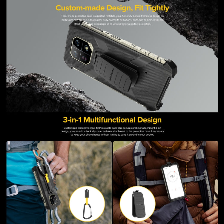 For Ulefone Armor 22 Ulefone Back Clip Phone Case with Carabiner(Black)