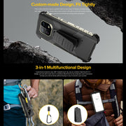 For Ulefone Armor 22 Ulefone Back Clip Phone Case with Carabiner(Black)