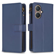 For vivo Y27 4G 9 Card Slots Zipper Wallet Leather Flip Phone Case(Blue)