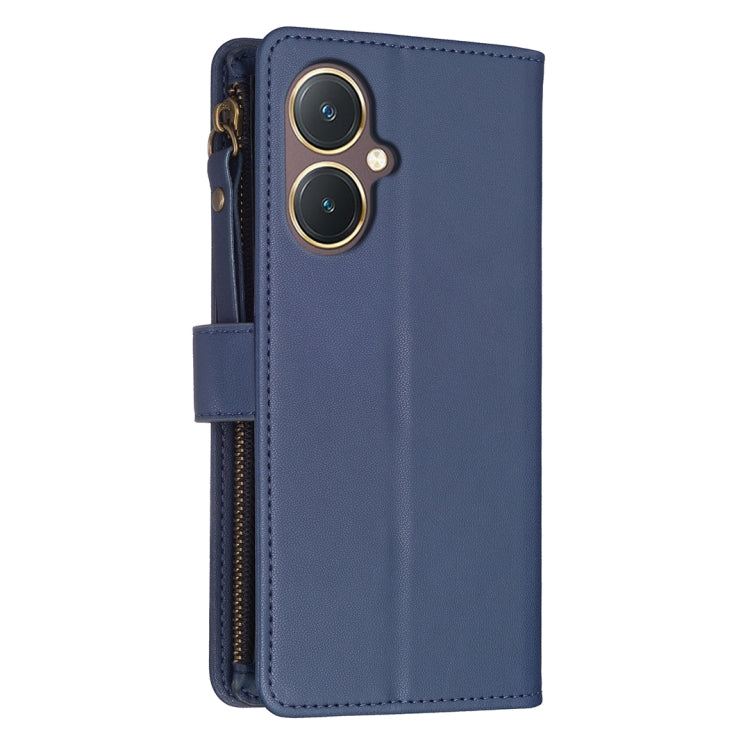 For vivo Y27 4G 9 Card Slots Zipper Wallet Leather Flip Phone Case(Blue)
