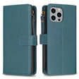 For iPhone 15 Pro Max 9 Card Slots Zipper Wallet Leather Flip Phone Case(Green) - free shipping - PMC TechLife - Order now!