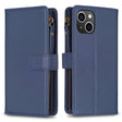For iPhone 15 9 Card Slots Zipper Wallet Leather Flip Phone Case(Blue) - free shipping - PMC TechLife - Order now!