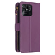For Xiaomi Redmi 10C 9 Card Slots Zipper Wallet Leather Flip Phone Case(Dark Purple)