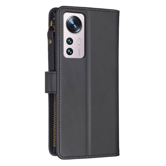 For Xiaomi 12 9 Card Slots Zipper Wallet Leather Flip Phone Case(Black)