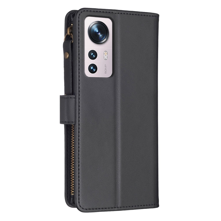 For Xiaomi 12 9 Card Slots Zipper Wallet Leather Flip Phone Case(Black)