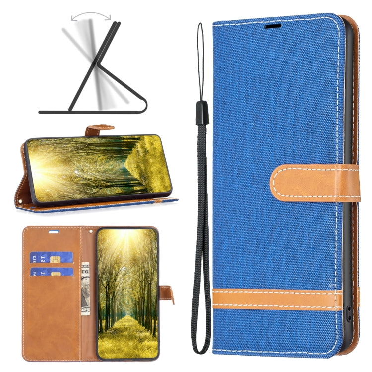 For Xiaomi Redmi 12 4G Color Block Denim Texture Leather Phone Case(Royal Blue)