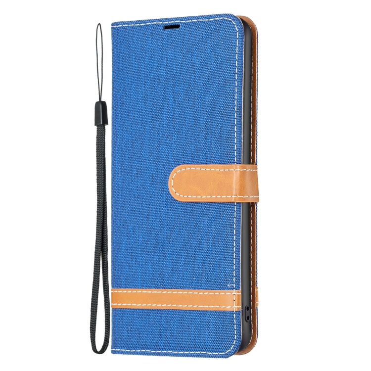 For Xiaomi Redmi 12 4G Color Block Denim Texture Leather Phone Case(Royal Blue)