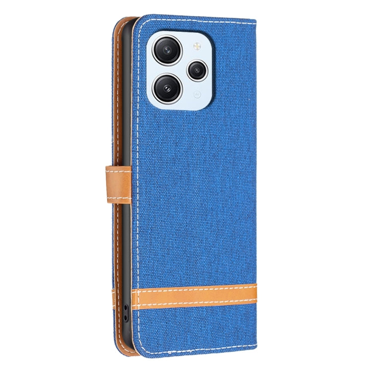 For Xiaomi Redmi 12 4G Color Block Denim Texture Leather Phone Case(Royal Blue)