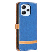For Xiaomi Redmi 12 4G Color Block Denim Texture Leather Phone Case(Royal Blue)
