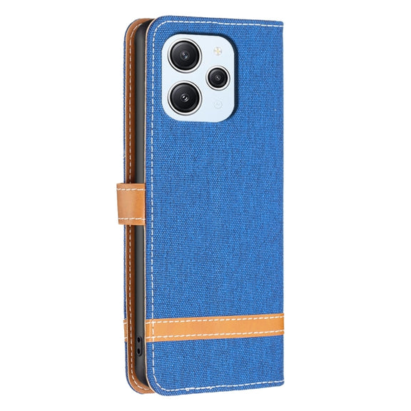 For Xiaomi Redmi 12 4G Color Block Denim Texture Leather Phone Case(Royal Blue)