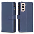 For Samsung Galaxy S21+ 5G 9 Card Slots Zipper Wallet Leather Flip Phone Case(Blue) - free shipping - PMC TechLife - Order now!