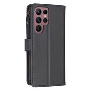 For Samsung Galaxy S22 Ultra 5G 9 Card Slots Zipper Wallet Leather Flip Phone Case(Black)