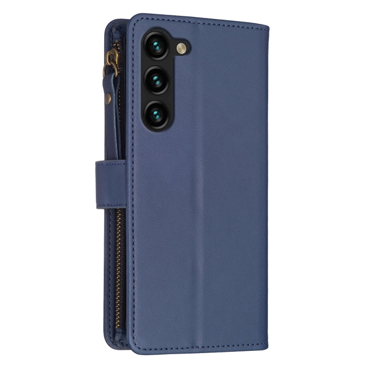 For Samsung Galaxy S23+ 5G 9 Card Slots Zipper Wallet Leather Flip Phone Case(Blue)