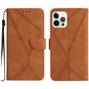 For iPhone 15 Pro Stitching Embossed Leather Phone Case(Brown)