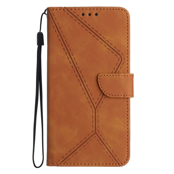 For iPhone 15 Pro Stitching Embossed Leather Phone Case(Brown)