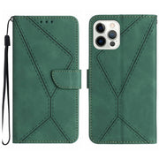For iPhone 15 Pro Max Stitching Embossed Leather Phone Case(Green)