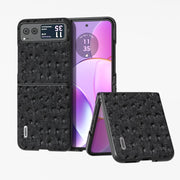 For Motorola Razr 40 ABEEL Genuine Leather Ostrich Texture Phone Case(Black)