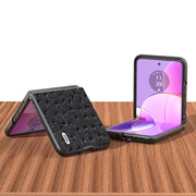 For Motorola Razr 40 ABEEL Genuine Leather Ostrich Texture Phone Case(Black)