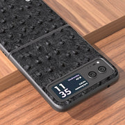 For Motorola Razr 40 ABEEL Genuine Leather Ostrich Texture Phone Case(Black)