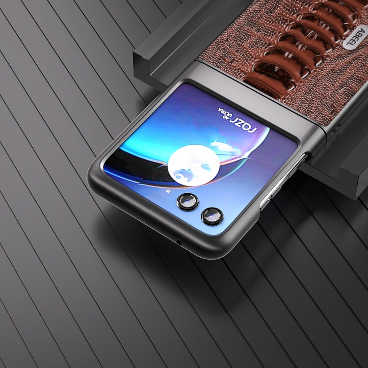 For Motorola Razr 40 Ultra ABEEL Genuine Leather Weilai Series Phone Case(Coffee)