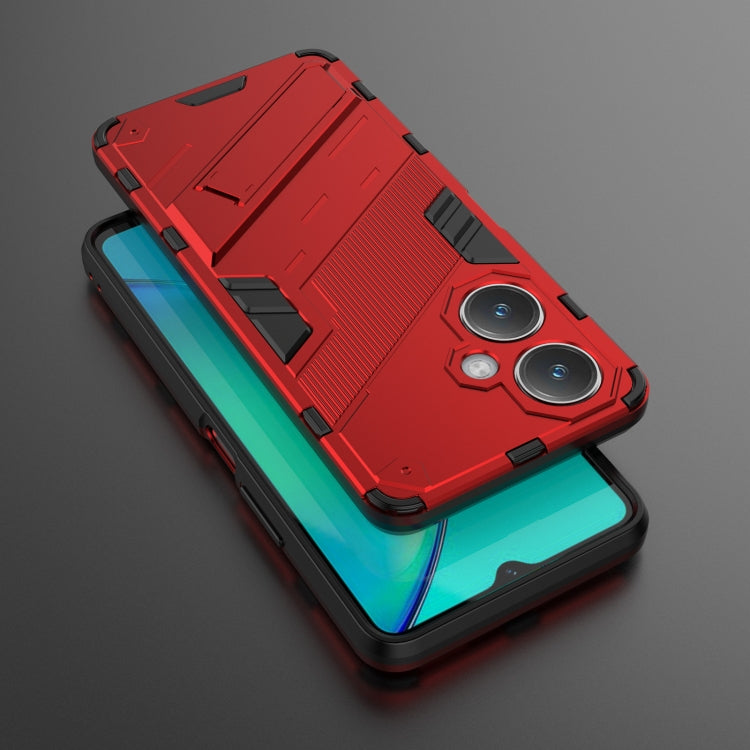 For vivo Y27 4G Global Punk Armor 2 in 1 PC + TPU Phone Case with Holder(Red)
