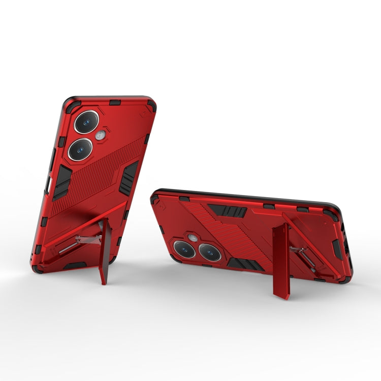 For vivo Y27 4G Global Punk Armor 2 in 1 PC + TPU Phone Case with Holder(Red)