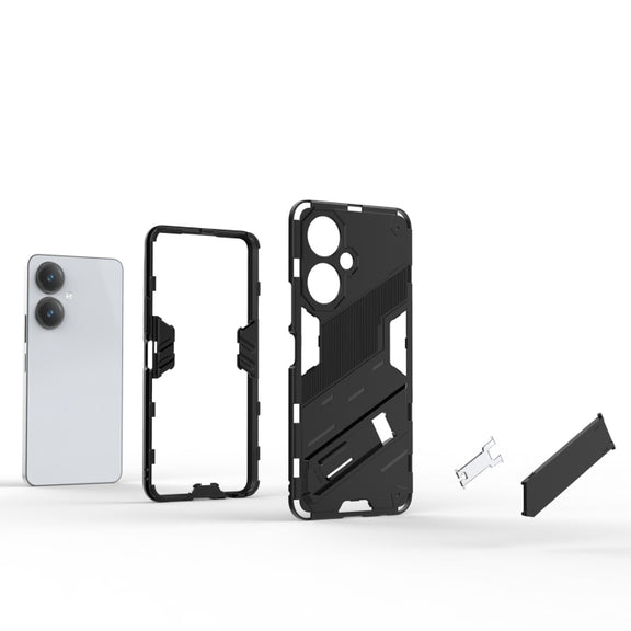 For vivo Y27 4G Global Punk Armor 2 in 1 PC + TPU Phone Case with Holder(Red)