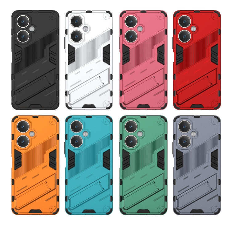 For vivo Y27 4G Global Punk Armor 2 in 1 PC + TPU Phone Case with Holder(Red)