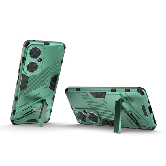 For Huawei nova 11i 4G Punk Armor 2 in 1 PC + TPU Phone Case with Holder(Green)