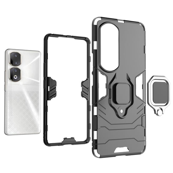 For Honor 90 Pro Magnetic Ring Holder PC + TPU Phone Case(Navy Blue)
