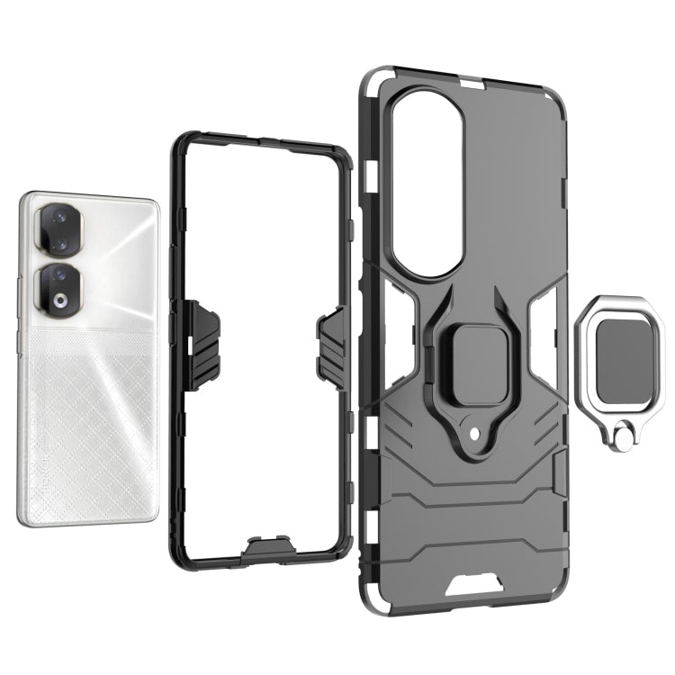 For Honor 90 Pro Magnetic Ring Holder PC + TPU Phone Case(Navy Blue)