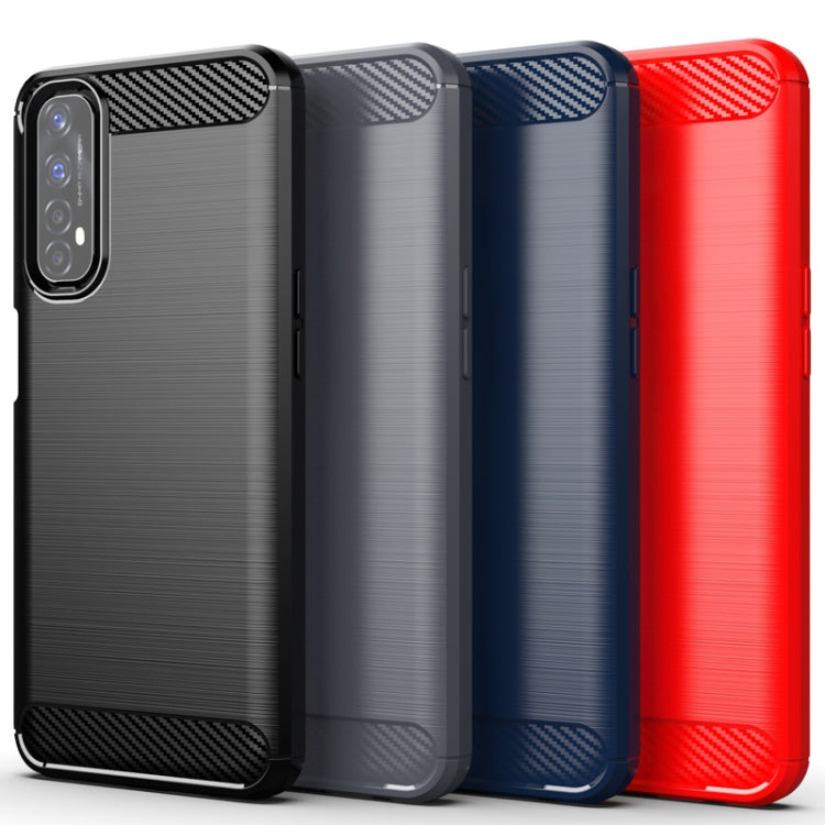 For Realme 7 Brushed Texture Carbon Fiber TPU Phone Case(Blue)