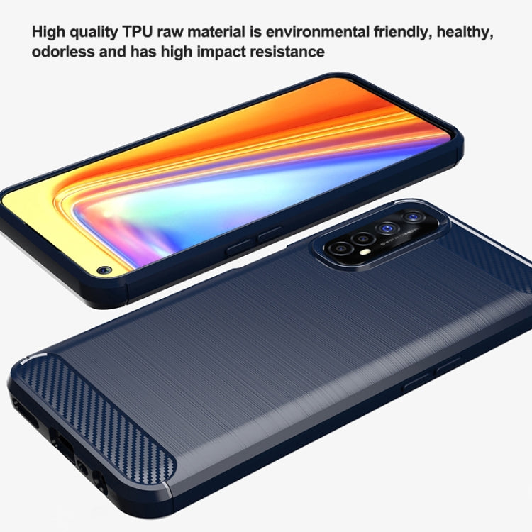 For Realme 7 Brushed Texture Carbon Fiber TPU Phone Case(Blue)
