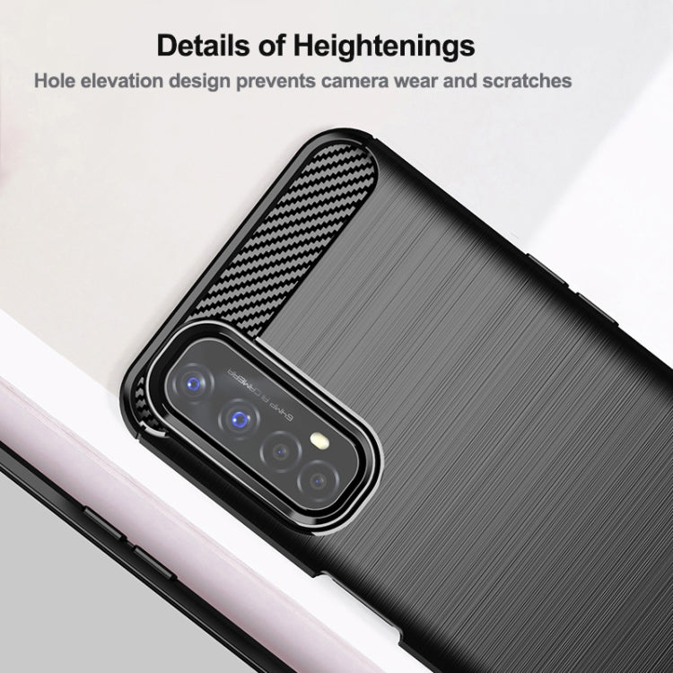 For Realme 7 Brushed Texture Carbon Fiber TPU Phone Case(Blue)