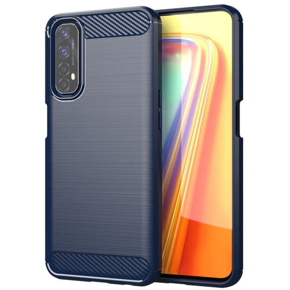 For Realme 7 Brushed Texture Carbon Fiber TPU Phone Case(Blue)