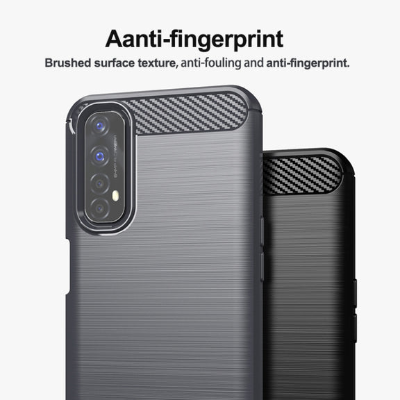 For Realme 7 Brushed Texture Carbon Fiber TPU Phone Case(Blue)