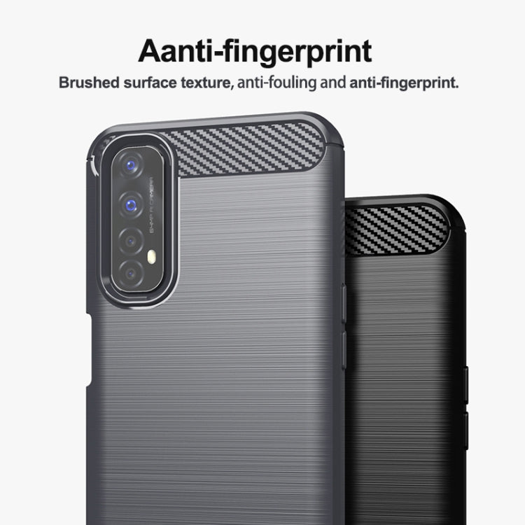 For Realme 7 Brushed Texture Carbon Fiber TPU Phone Case(Blue)